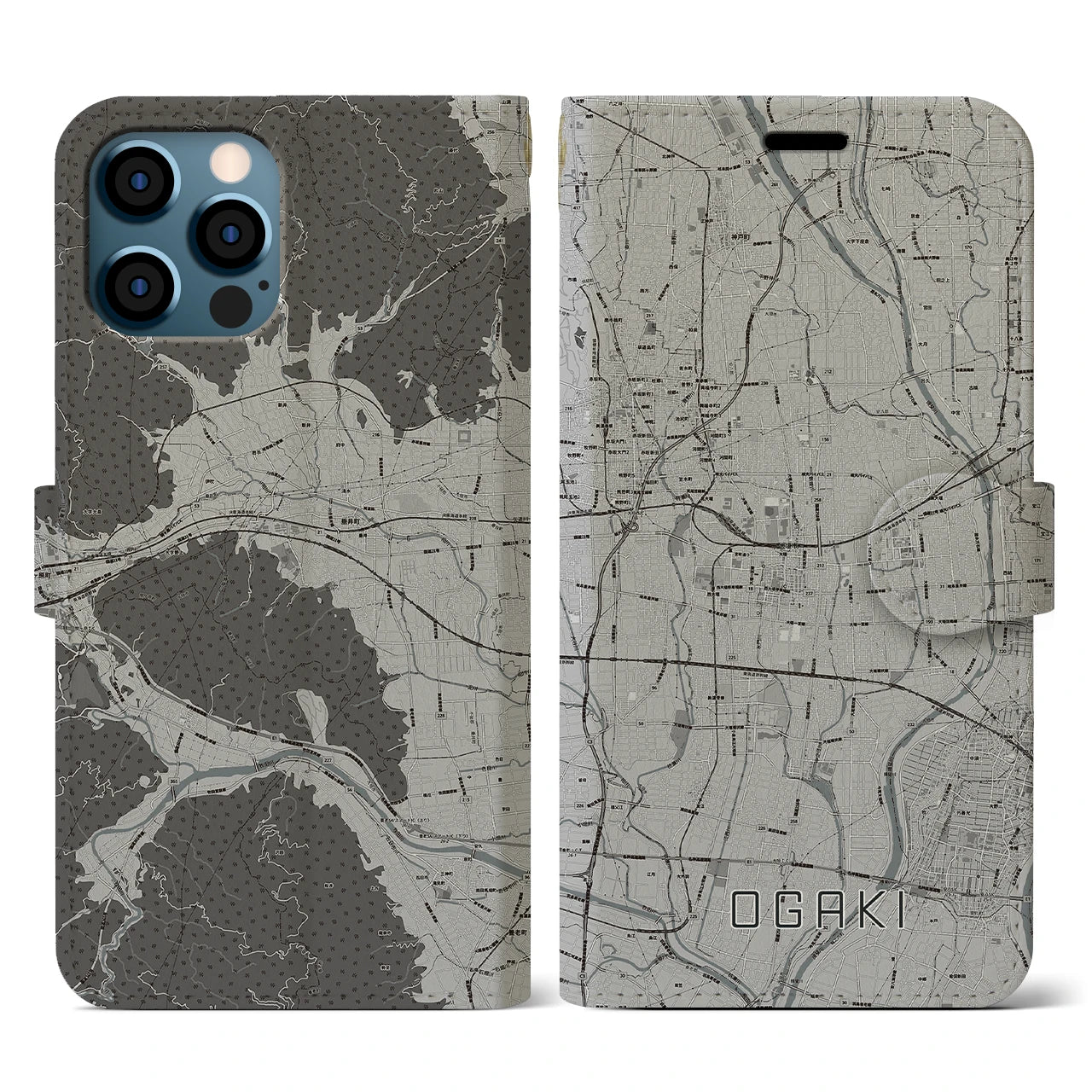 【大垣(岐阜県)】地図柄iPhoneケース(手帳タイプ)