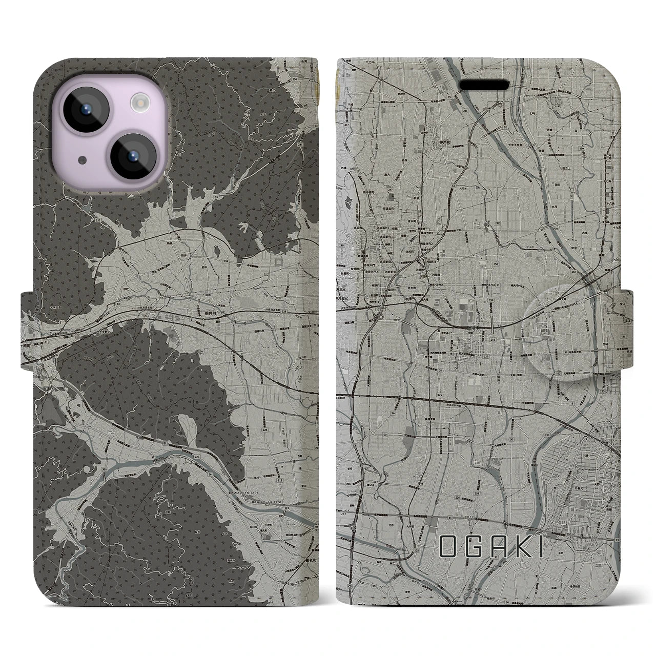 【大垣(岐阜県)】地図柄iPhoneケース(手帳タイプ)