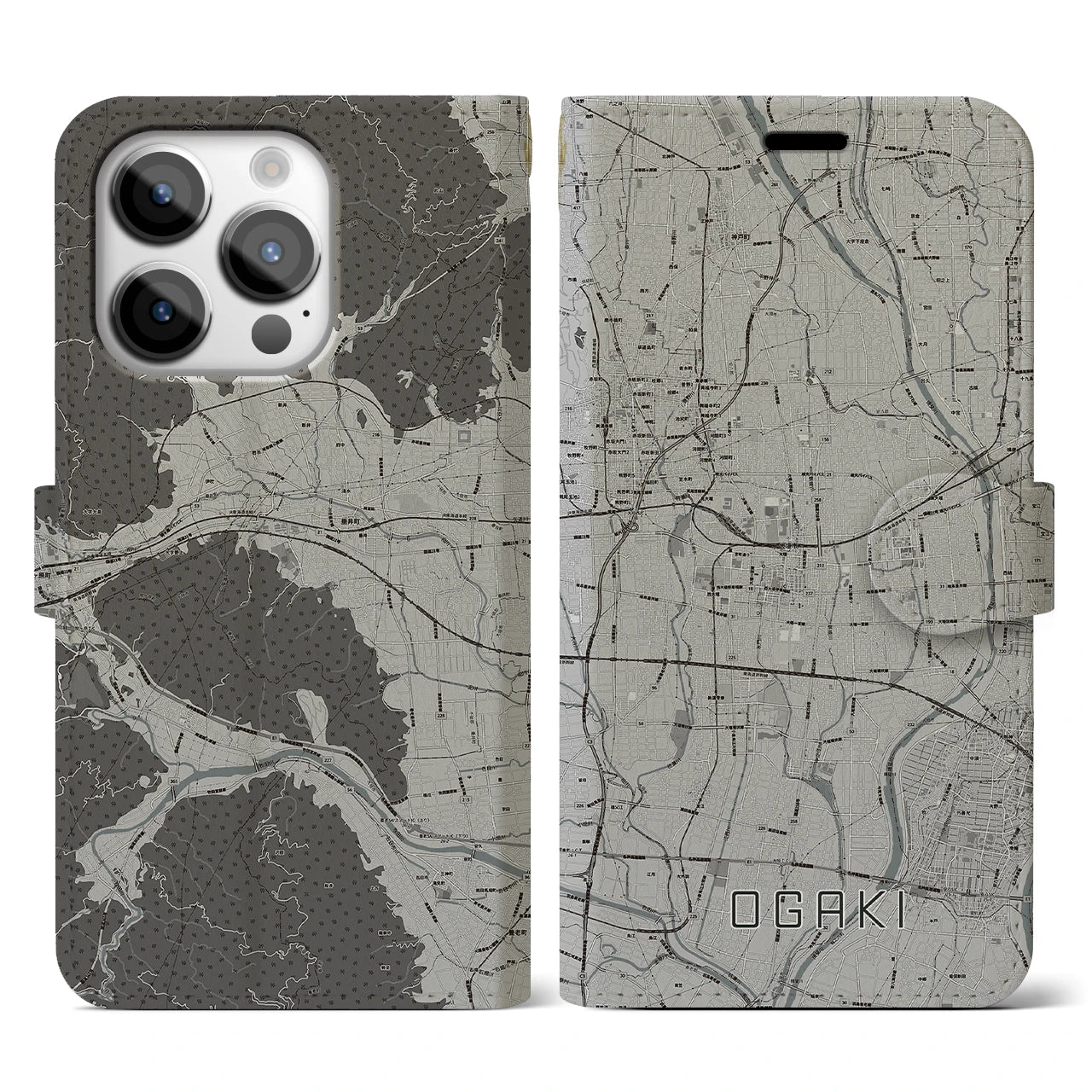 【大垣(岐阜県)】地図柄iPhoneケース(手帳タイプ)