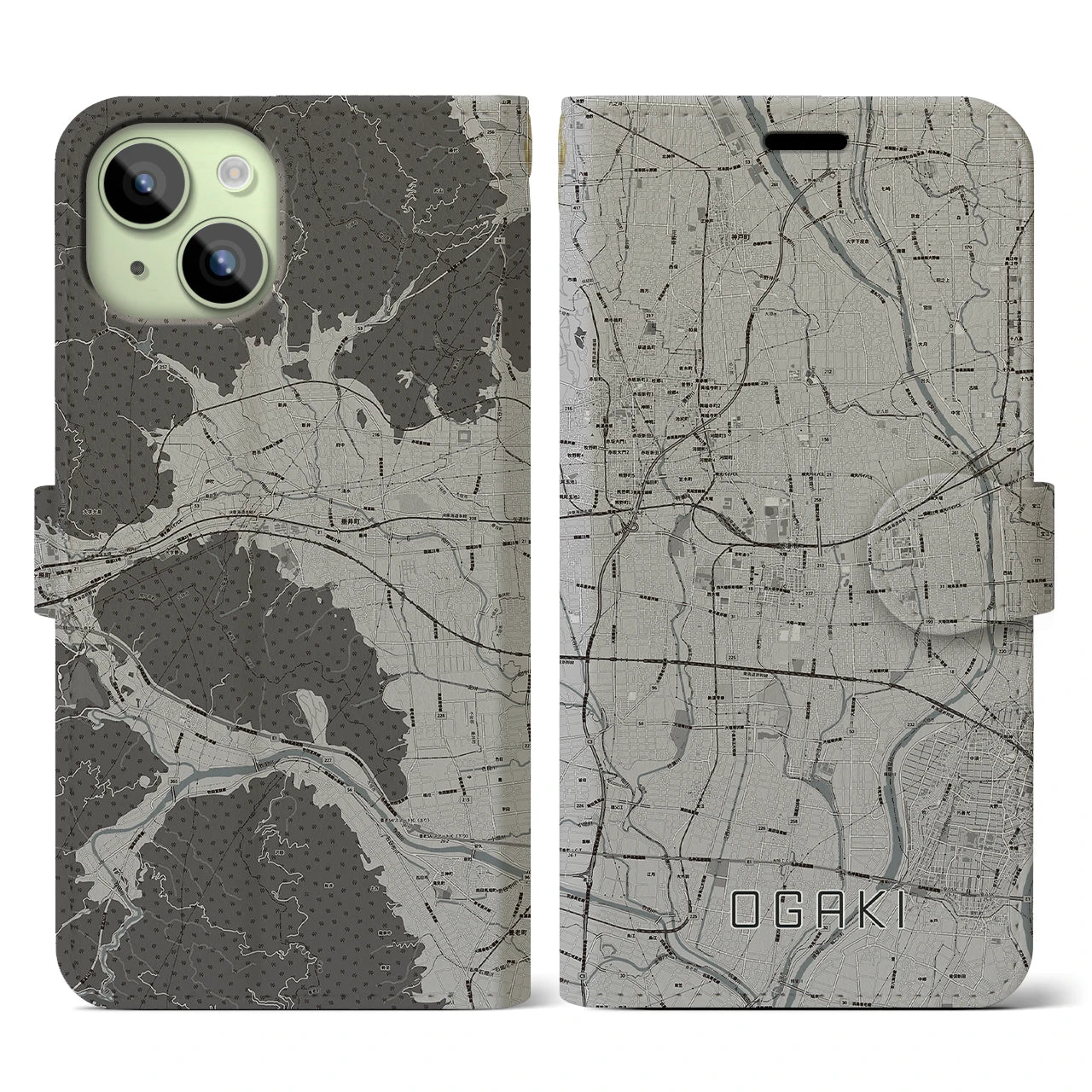 【大垣(岐阜県)】地図柄iPhoneケース(手帳タイプ)