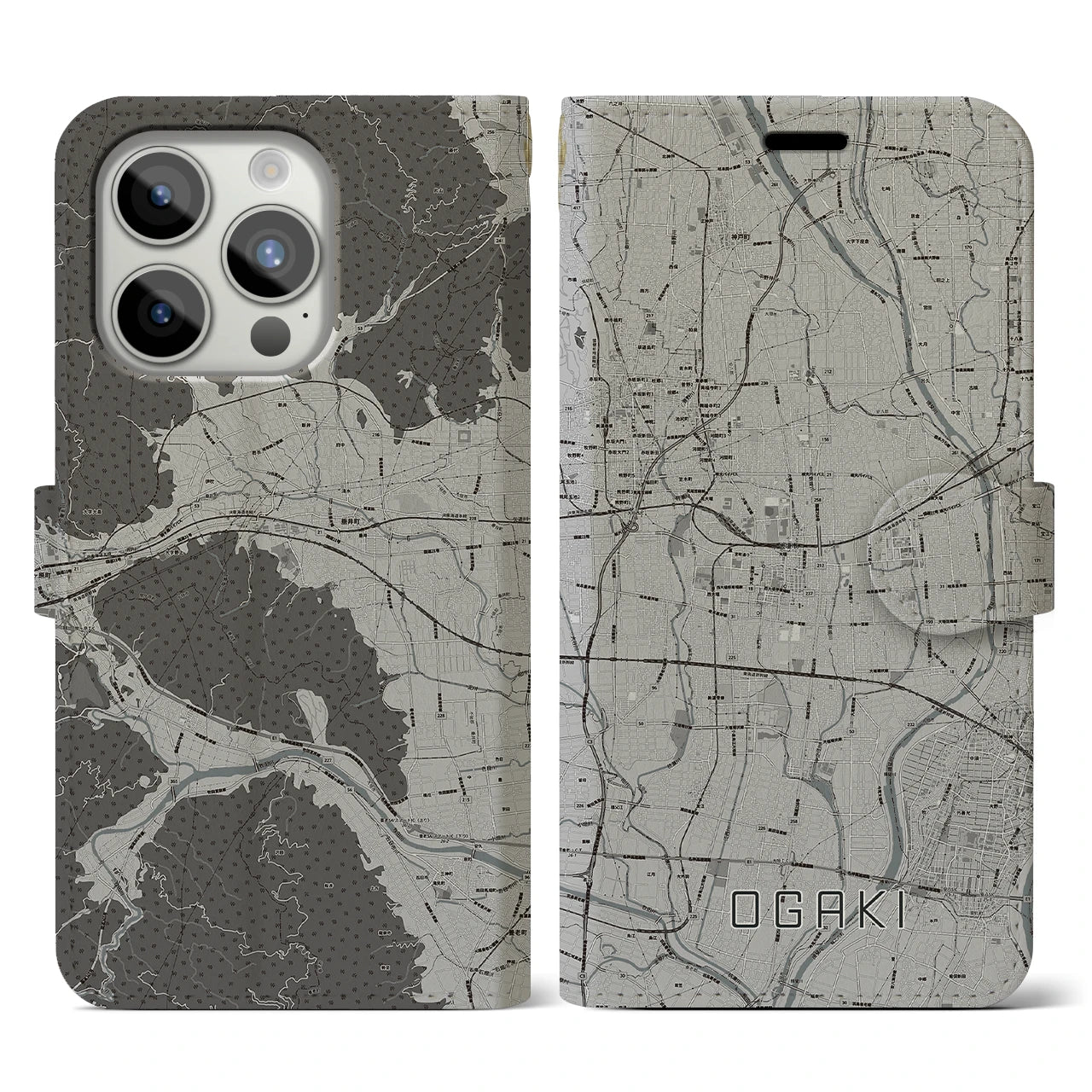 【大垣(岐阜県)】地図柄iPhoneケース(手帳タイプ)