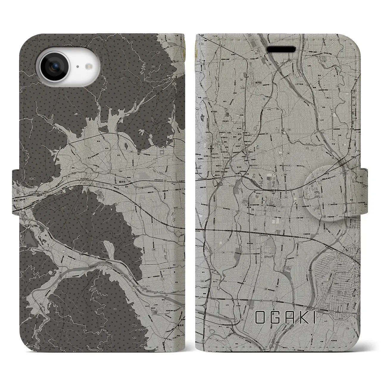 【大垣(岐阜県)】地図柄iPhoneケース(手帳タイプ)