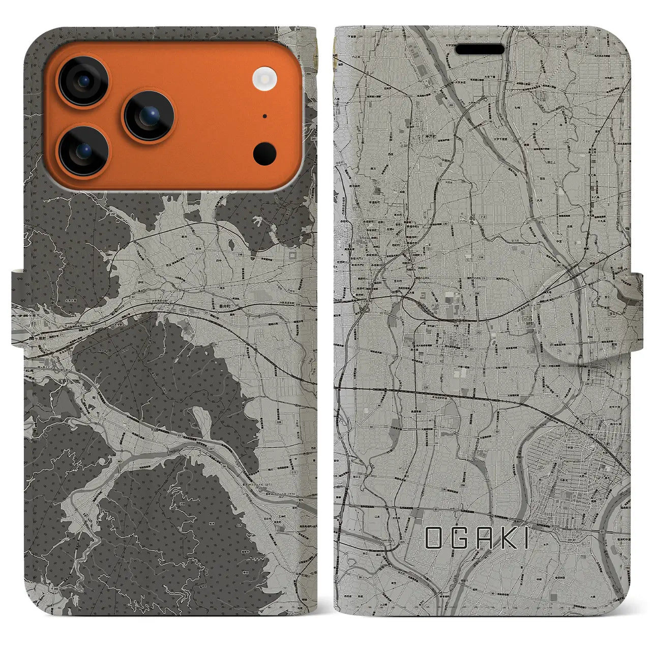 【大垣(岐阜県)】地図柄iPhoneケース(手帳タイプ)