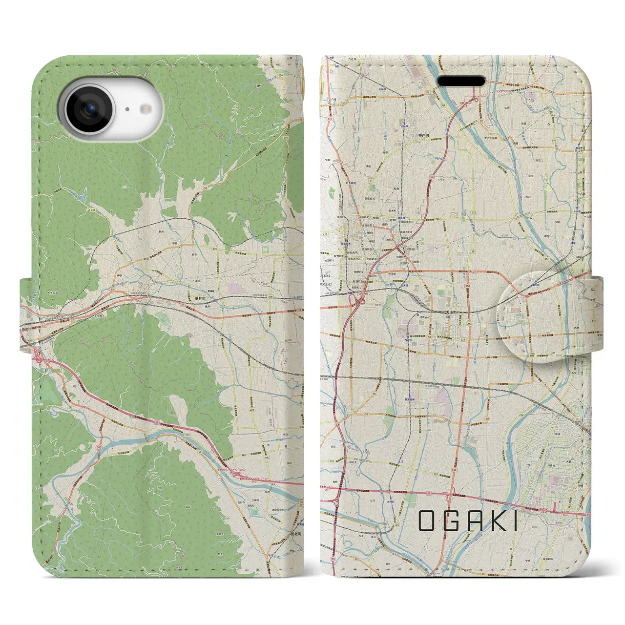 【大垣(岐阜県)】地図柄iPhoneケース(手帳タイプ)