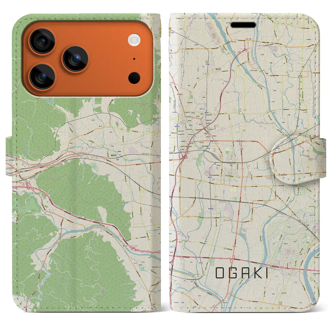 【大垣(岐阜県)】地図柄iPhoneケース(手帳タイプ)