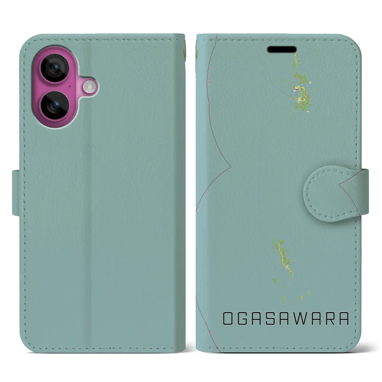 【小笠原(東京都)】地図柄iPhoneケース(手帳タイプ)ナチュラル・iPhone 16 Pro 用