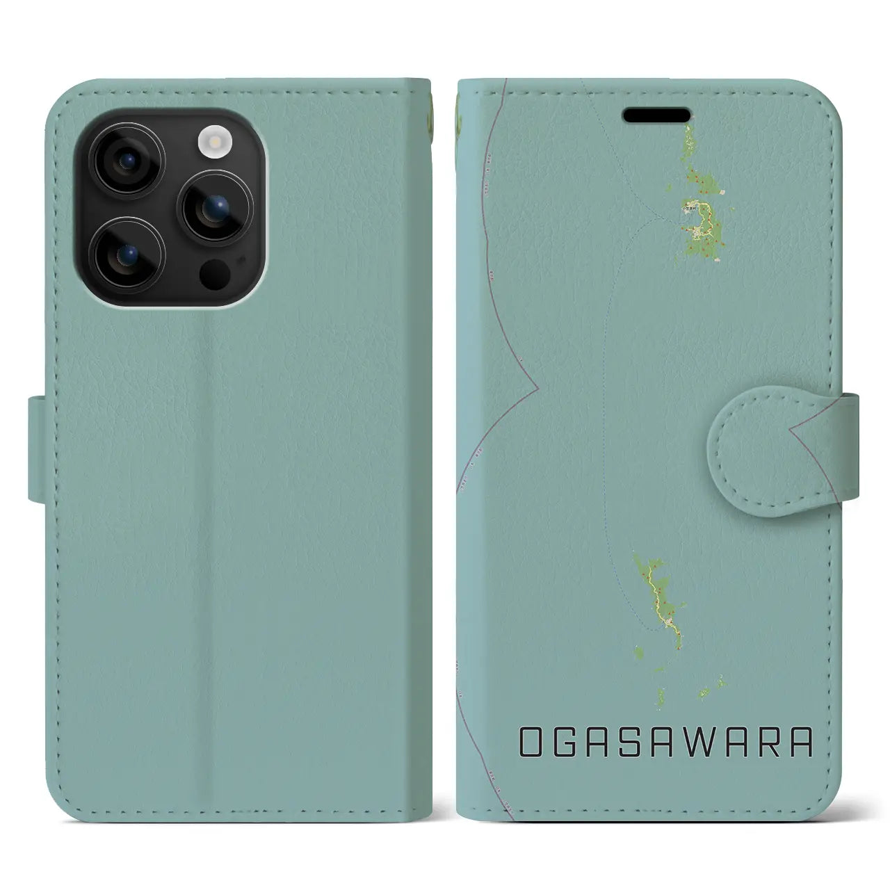 【小笠原(東京都)】地図柄iPhoneケース(手帳タイプ)ナチュラル・iPhone 16 用