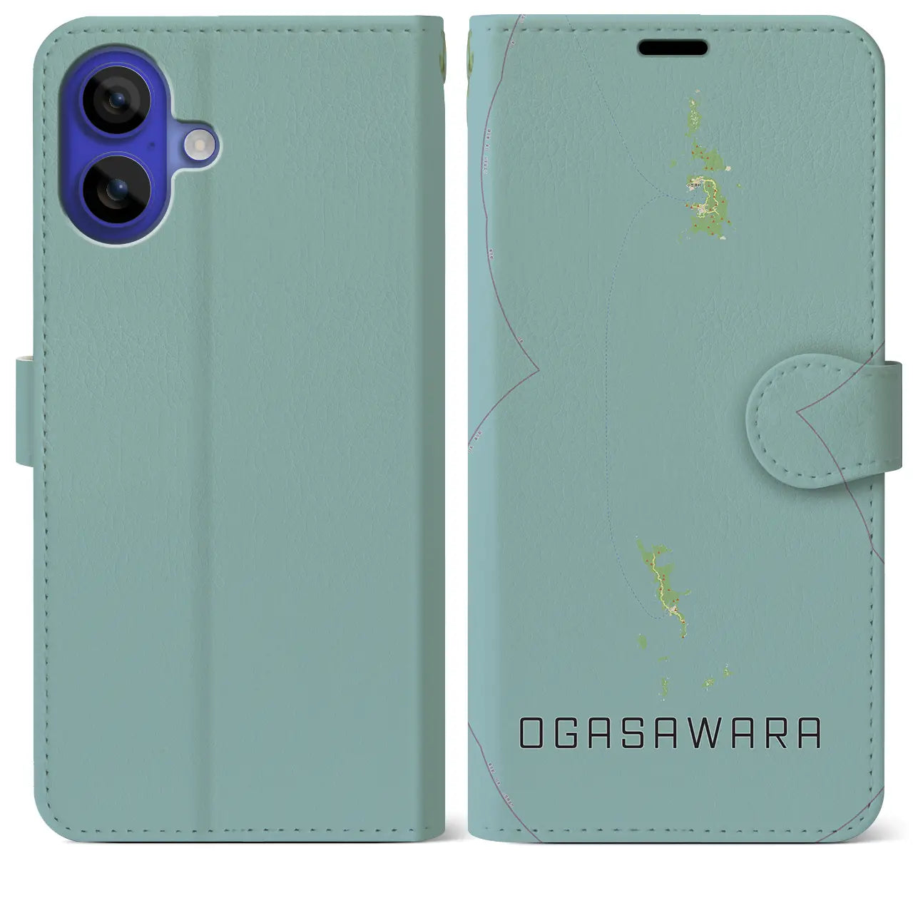 【小笠原(東京都)】地図柄iPhoneケース(手帳タイプ)ナチュラル・iPhone 16 Pro Max 用