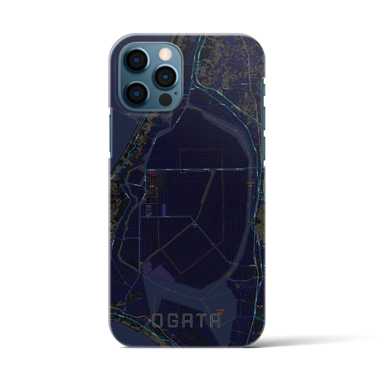 【大潟(秋田県)】地図柄iPhoneケース(バックカバータイプ)