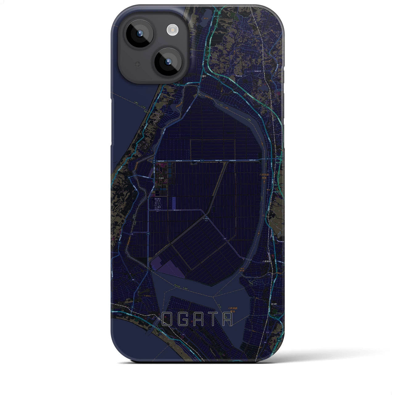 【大潟(秋田県)】地図柄iPhoneケース(バックカバータイプ)