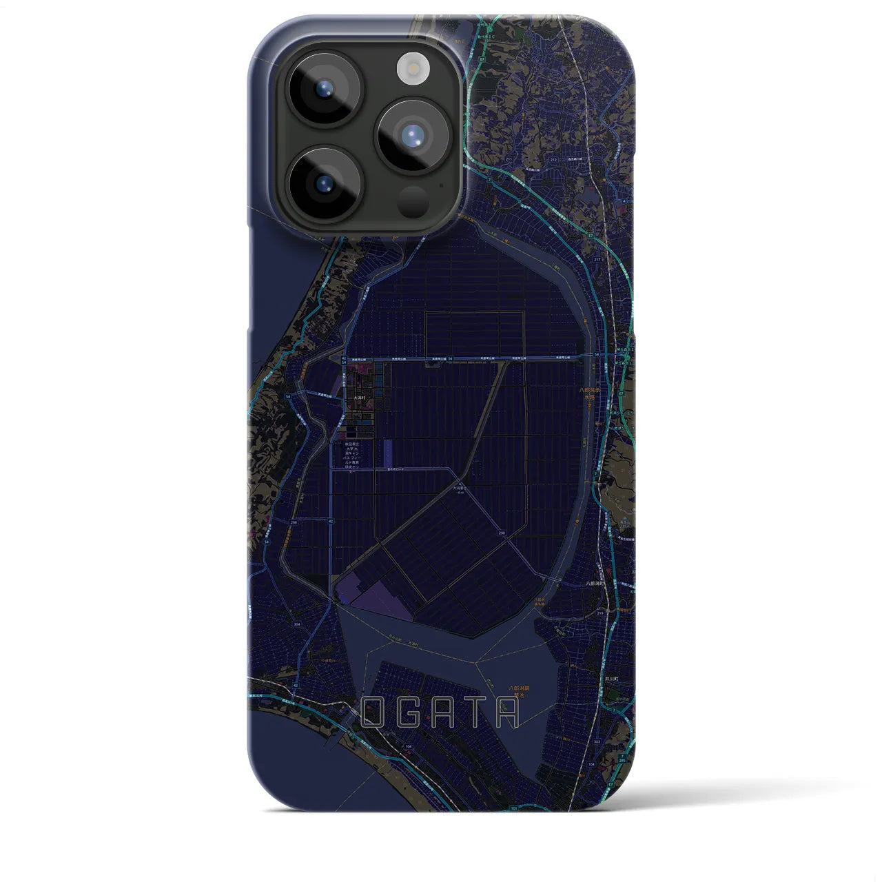 【大潟(秋田県)】地図柄iPhoneケース(バックカバータイプ)