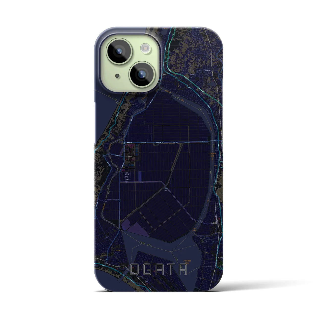 【大潟(秋田県)】地図柄iPhoneケース(バックカバータイプ)