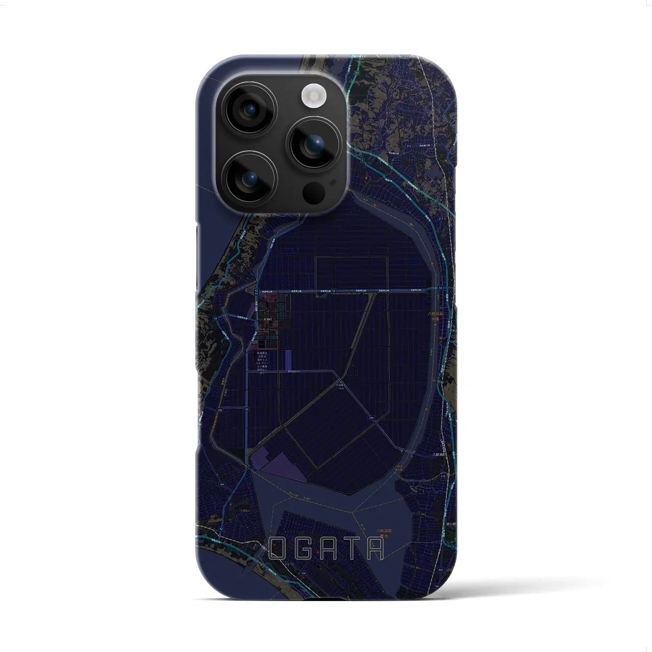 【大潟(秋田県)】地図柄iPhoneケース(バックカバータイプ)