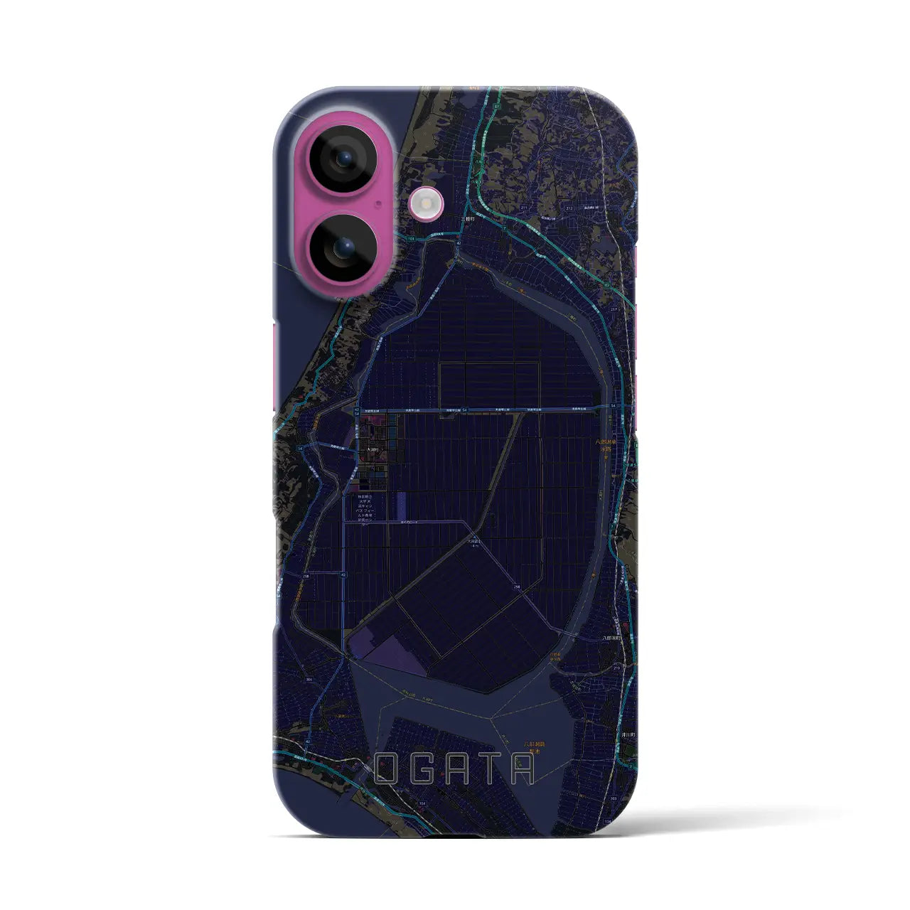 【大潟(秋田県)】地図柄iPhoneケース(バックカバータイプ)