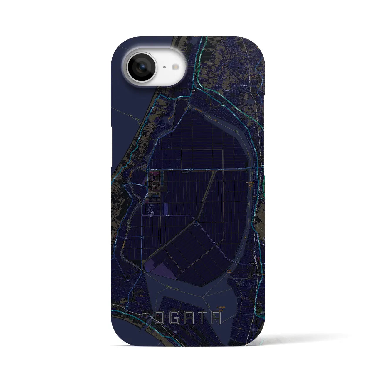 【大潟(秋田県)】地図柄iPhoneケース(バックカバータイプ)