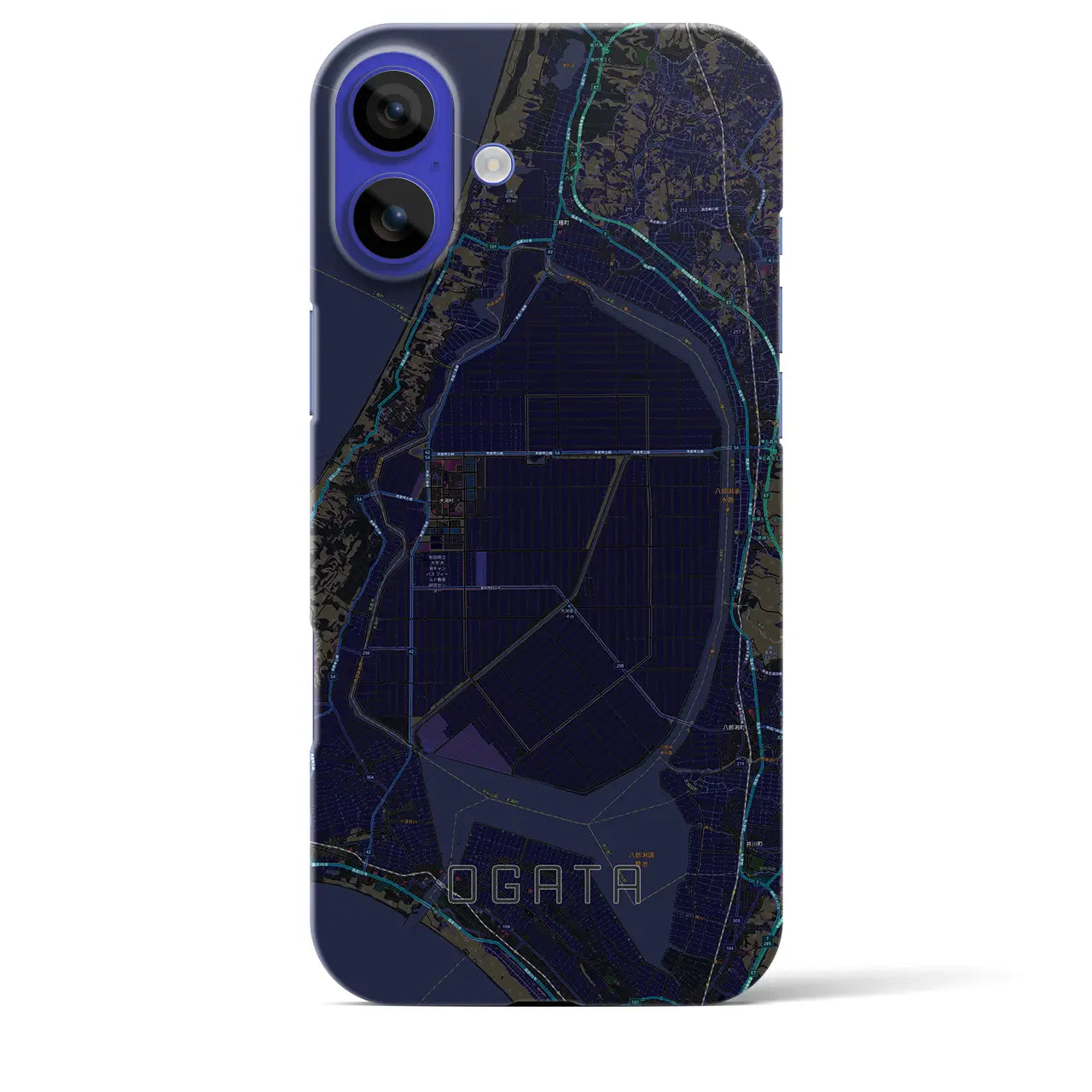 【大潟(秋田県)】地図柄iPhoneケース(バックカバータイプ)