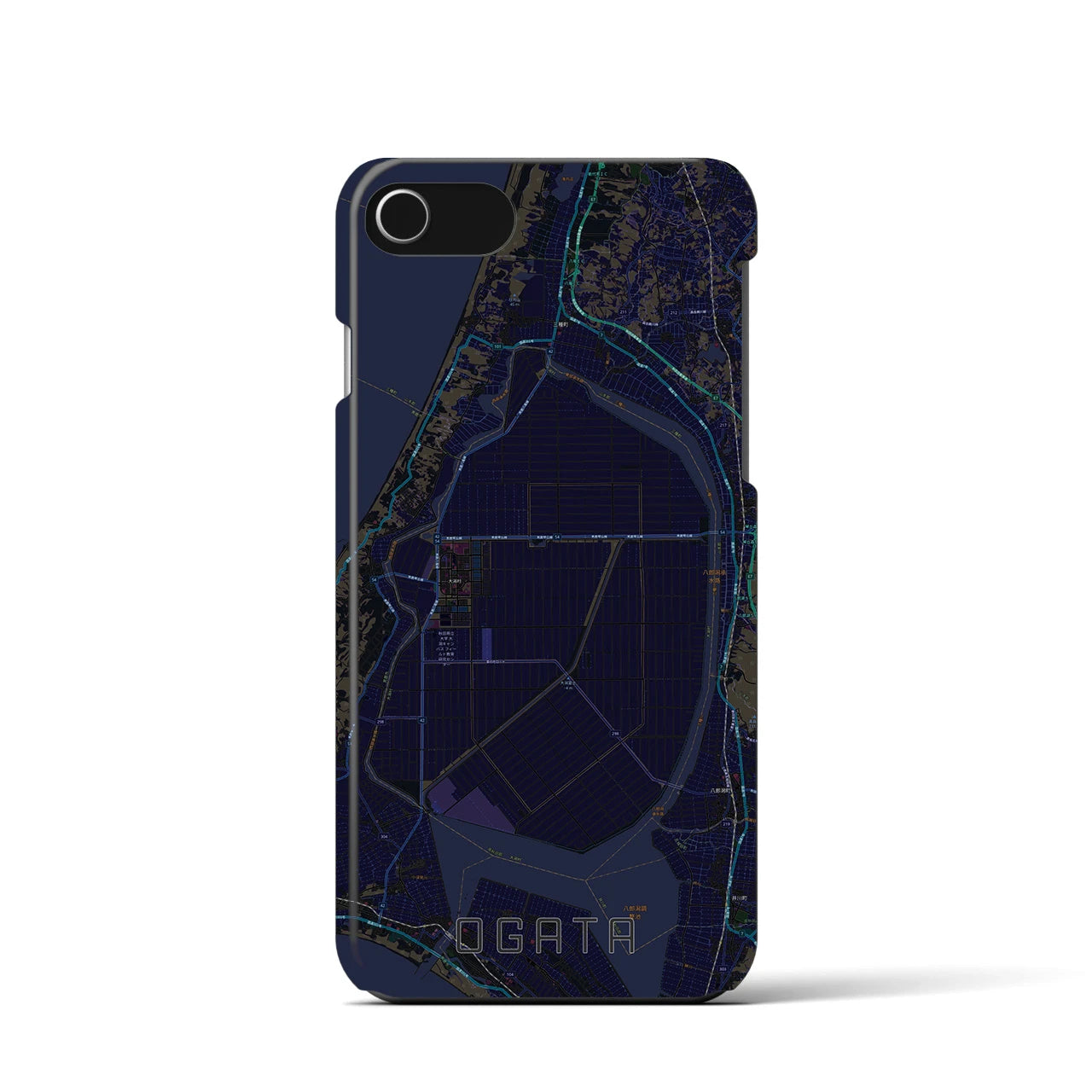 【大潟(秋田県)】地図柄iPhoneケース(バックカバータイプ)