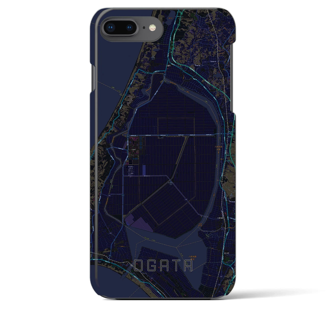 【大潟(秋田県)】地図柄iPhoneケース(バックカバータイプ)