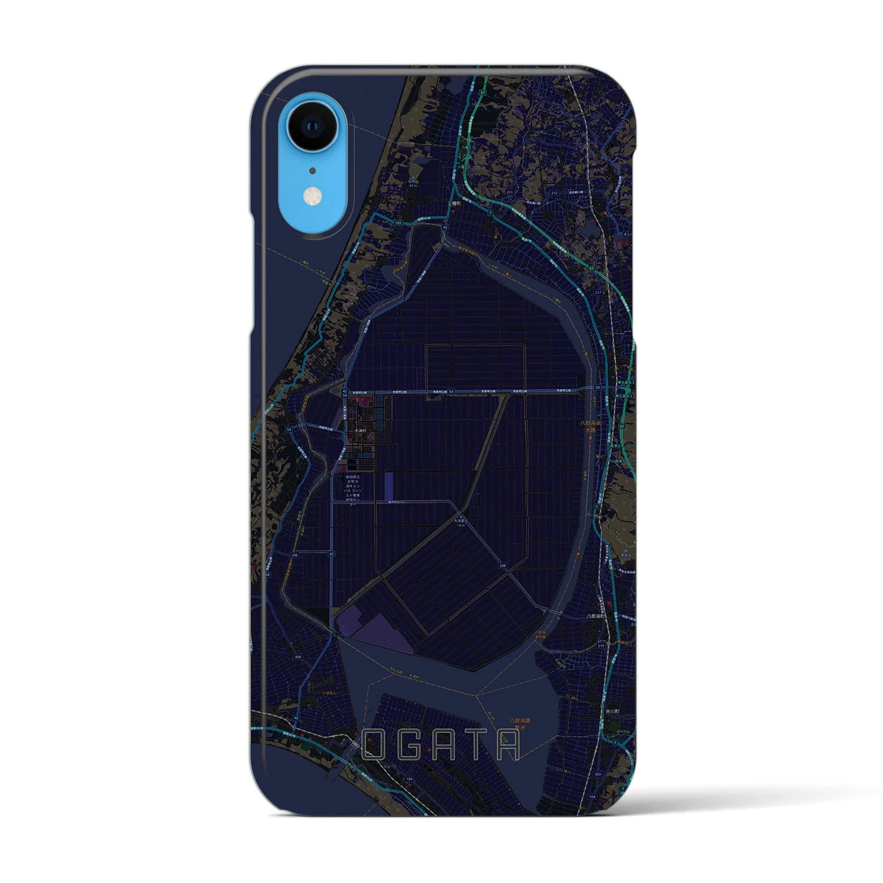 【大潟(秋田県)】地図柄iPhoneケース(バックカバータイプ)