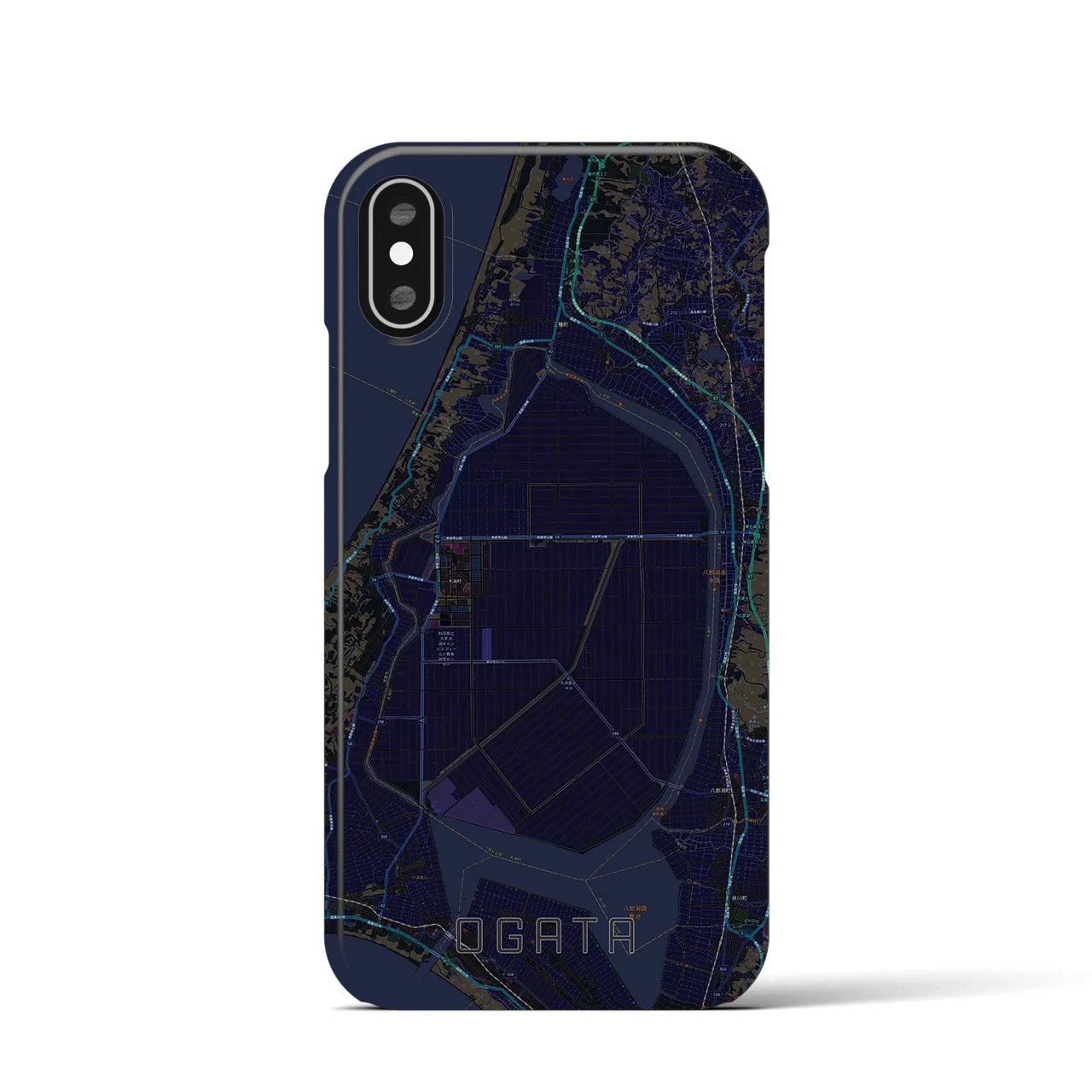 【大潟(秋田県)】地図柄iPhoneケース(バックカバータイプ)