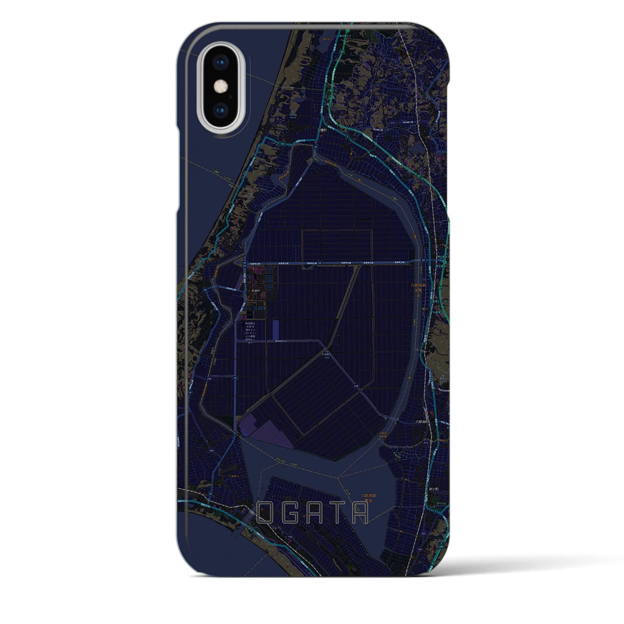【大潟(秋田県)】地図柄iPhoneケース(バックカバータイプ)