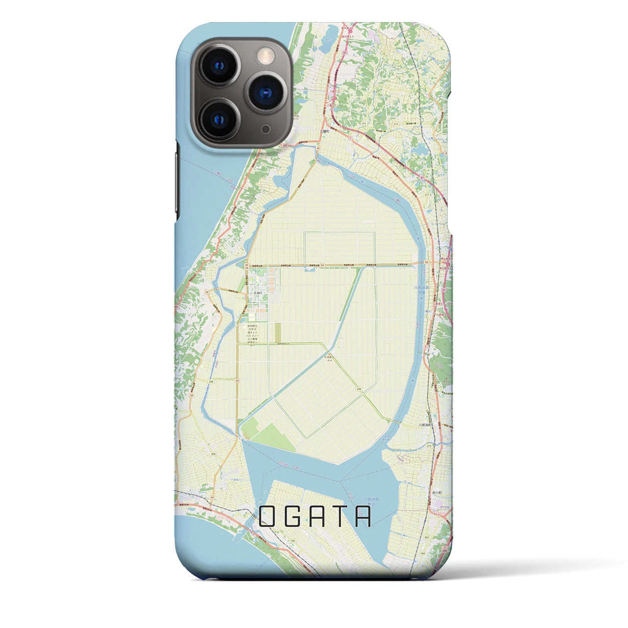 【大潟(秋田県)】地図柄iPhoneケース(バックカバータイプ)