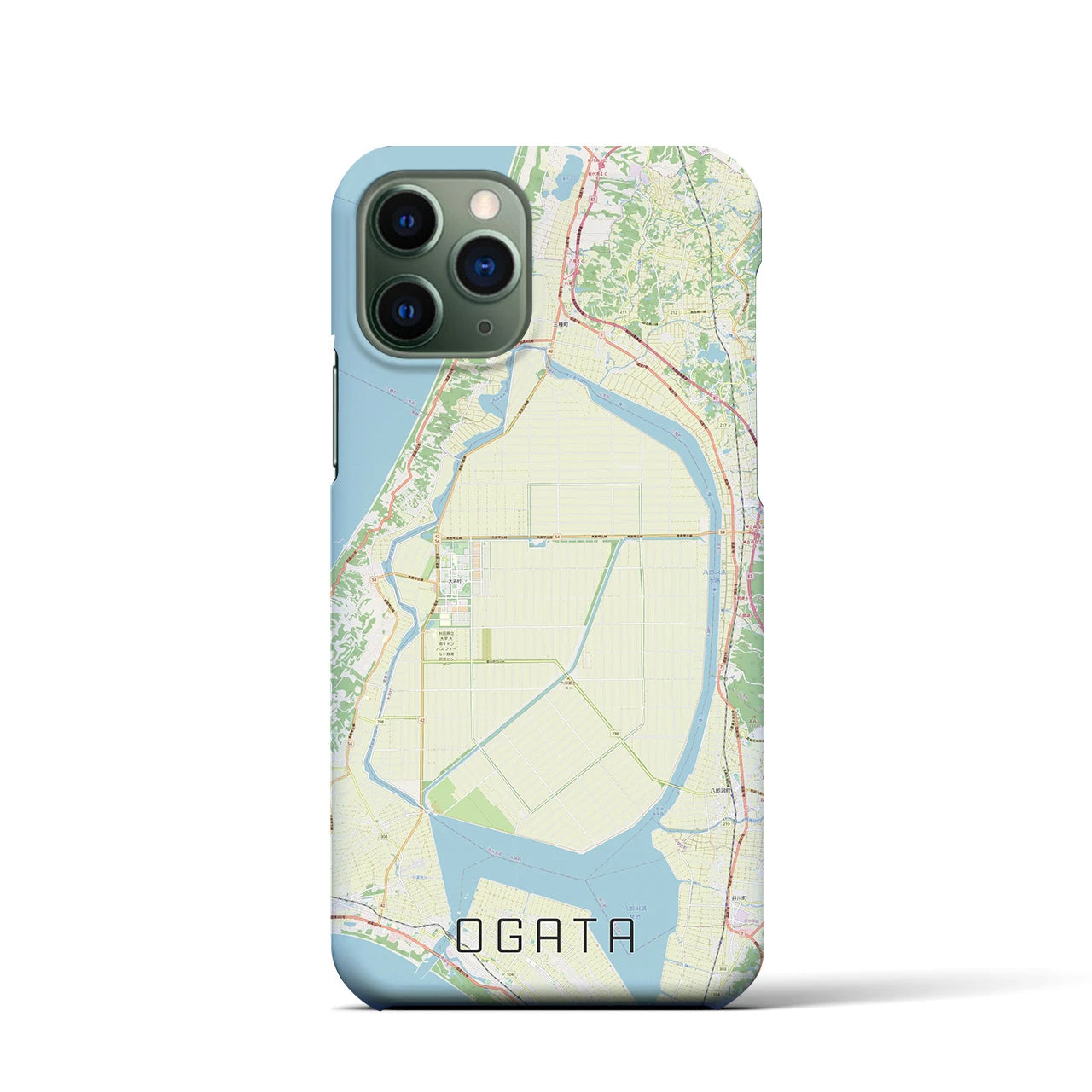 【大潟(秋田県)】地図柄iPhoneケース(バックカバータイプ)