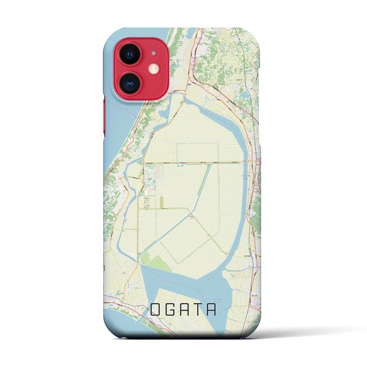 【大潟(秋田県)】地図柄iPhoneケース(バックカバータイプ)