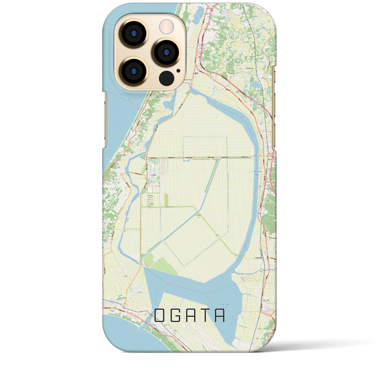 【大潟(秋田県)】地図柄iPhoneケース(バックカバータイプ)