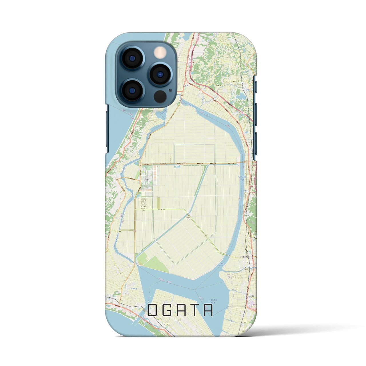 【大潟(秋田県)】地図柄iPhoneケース(バックカバータイプ)