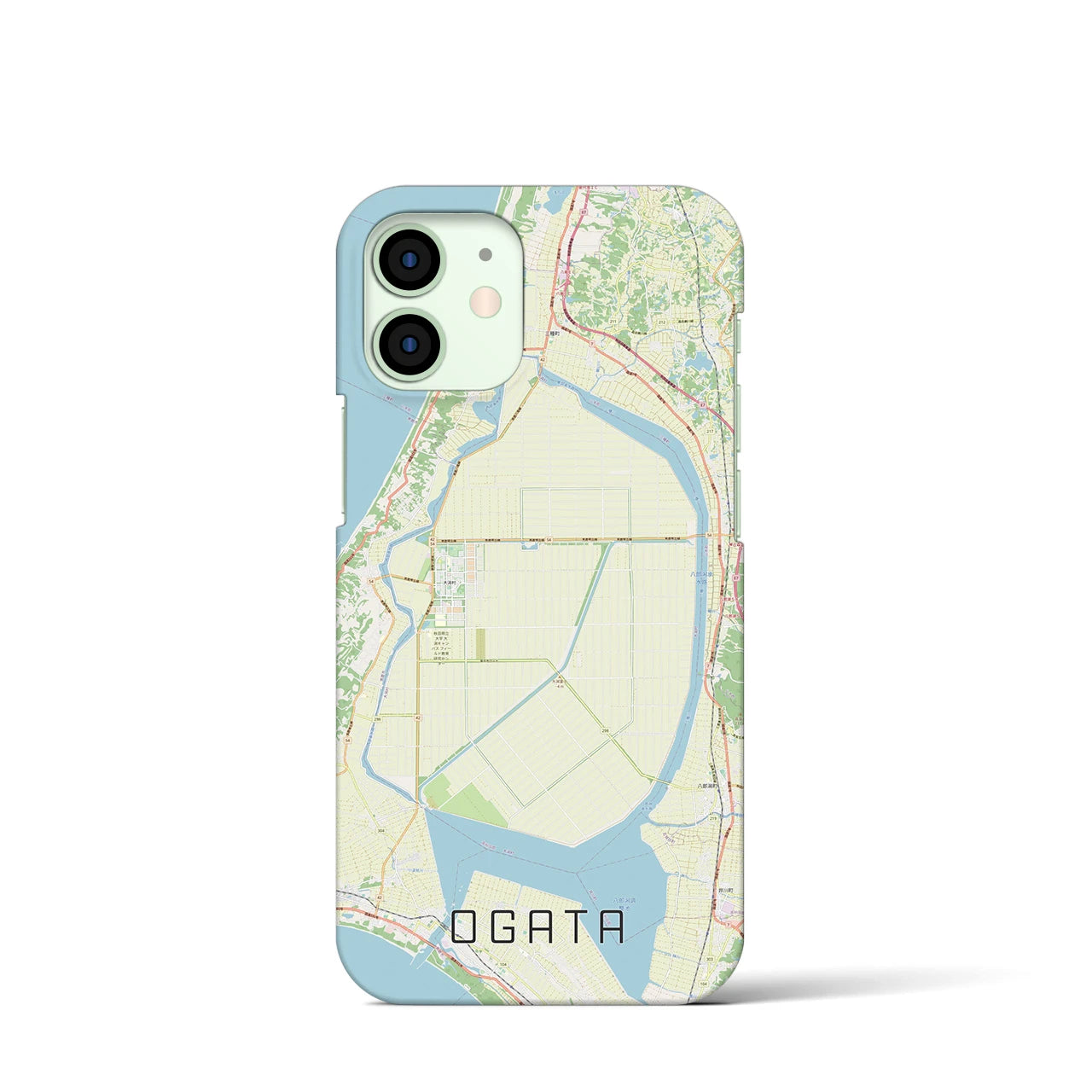 【大潟(秋田県)】地図柄iPhoneケース(バックカバータイプ)