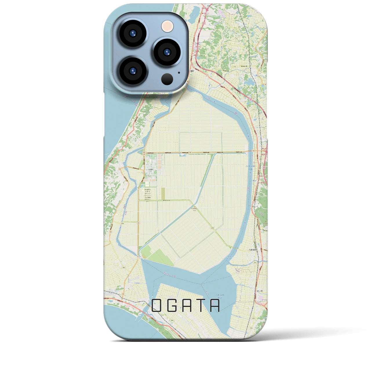 【大潟(秋田県)】地図柄iPhoneケース(バックカバータイプ)