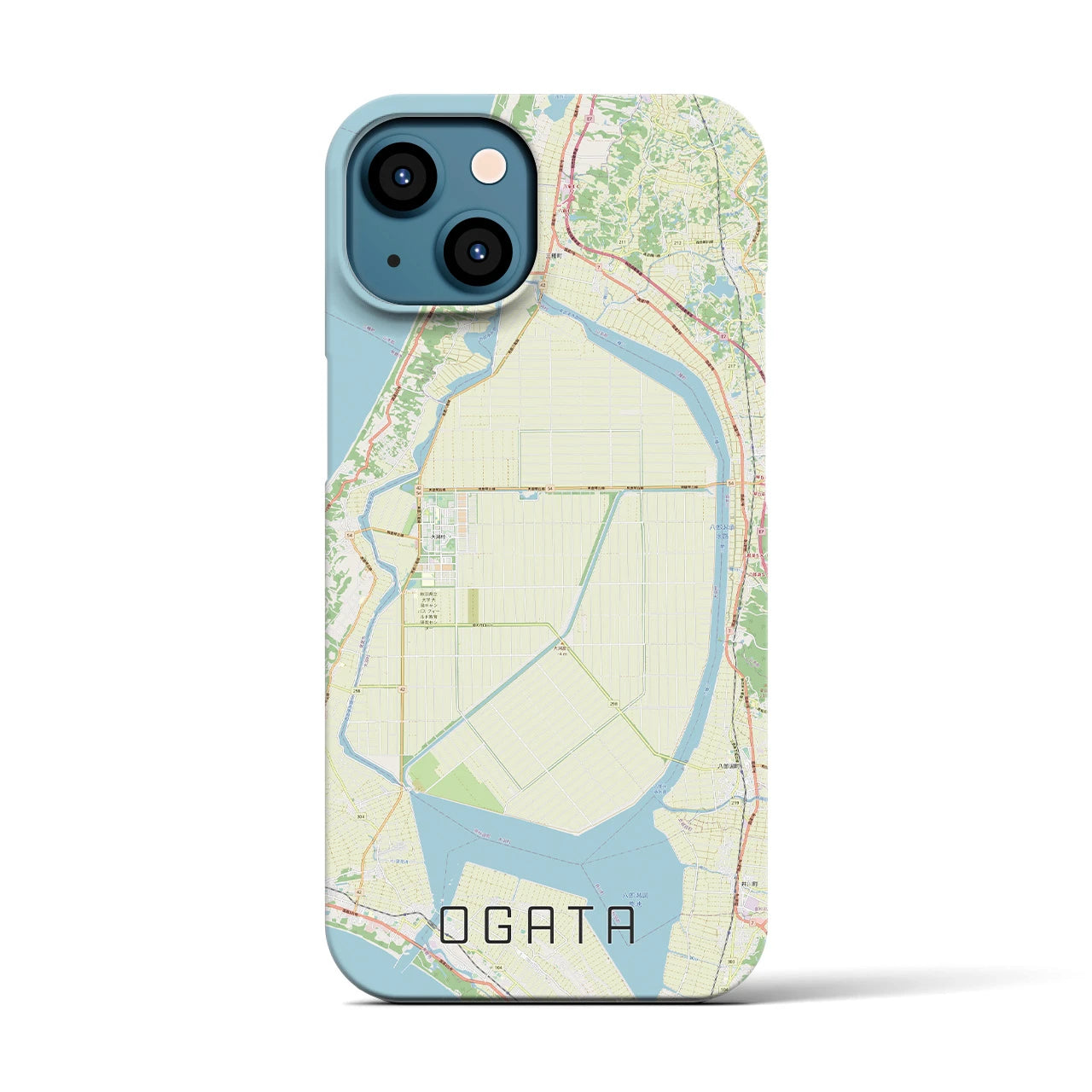 【大潟(秋田県)】地図柄iPhoneケース(バックカバータイプ)