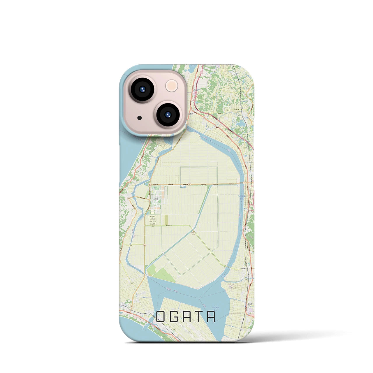 【大潟(秋田県)】地図柄iPhoneケース(バックカバータイプ)