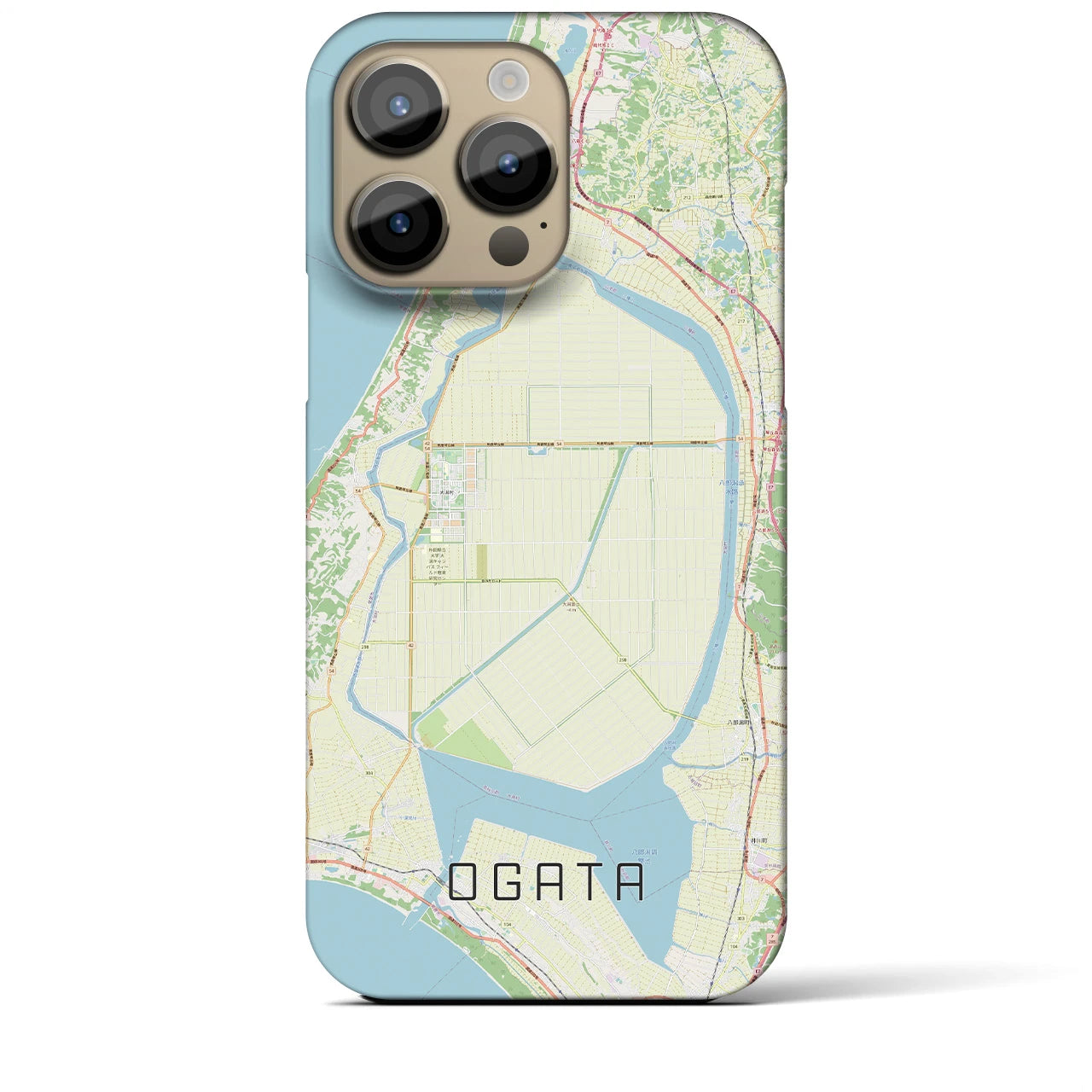 【大潟(秋田県)】地図柄iPhoneケース(バックカバータイプ)