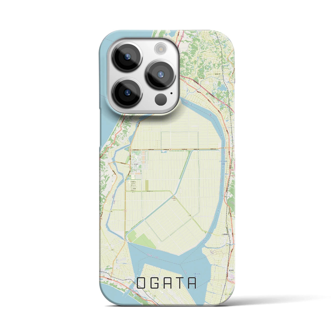 【大潟(秋田県)】地図柄iPhoneケース(バックカバータイプ)