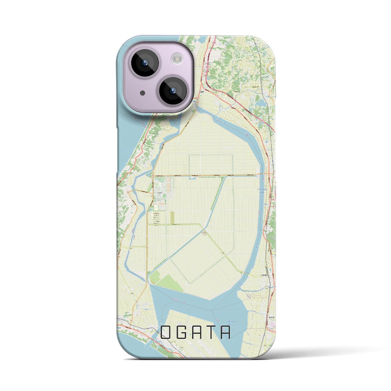 【大潟(秋田県)】地図柄iPhoneケース(バックカバータイプ)
