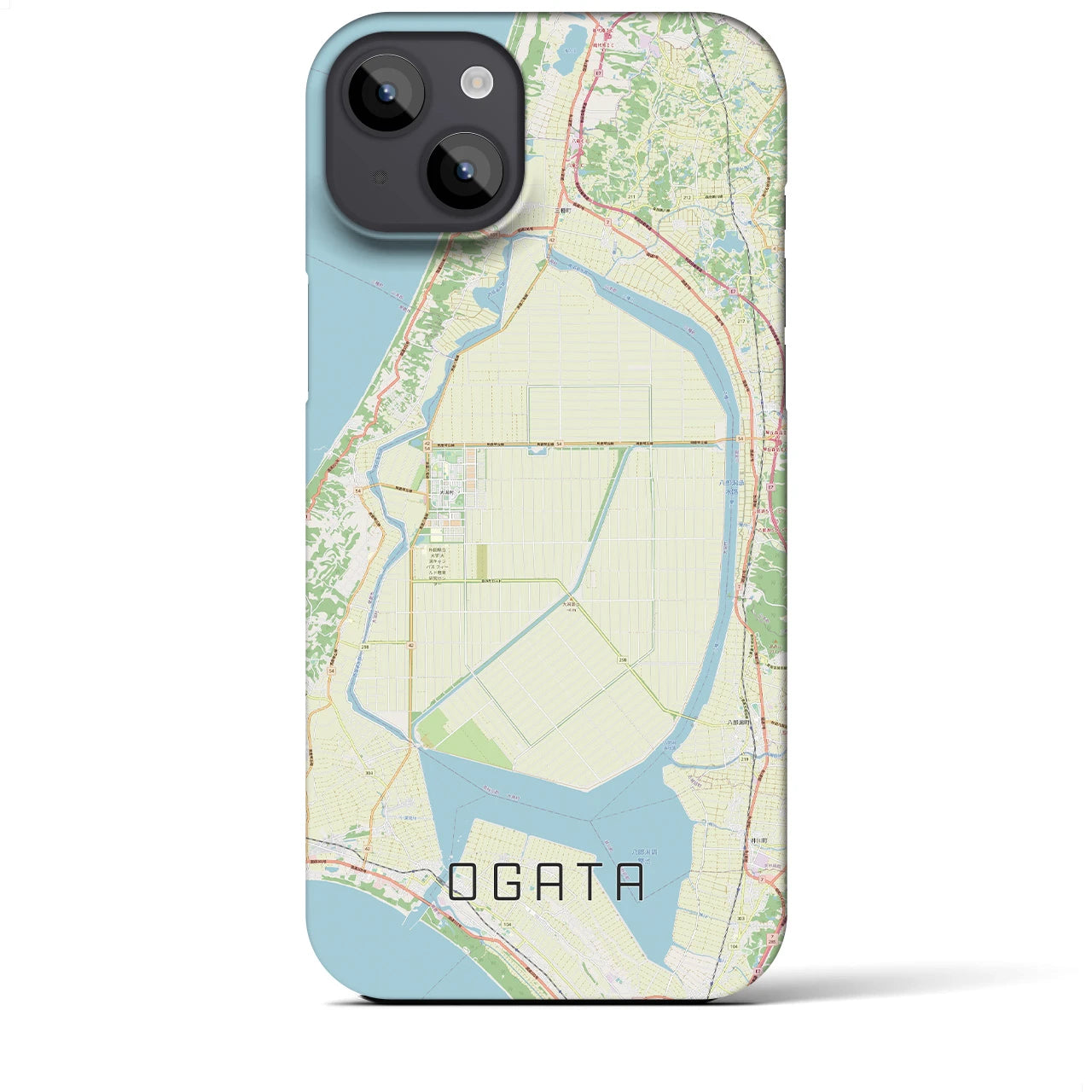 【大潟(秋田県)】地図柄iPhoneケース(バックカバータイプ)