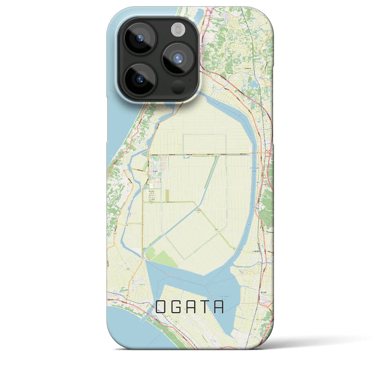 【大潟(秋田県)】地図柄iPhoneケース(バックカバータイプ)