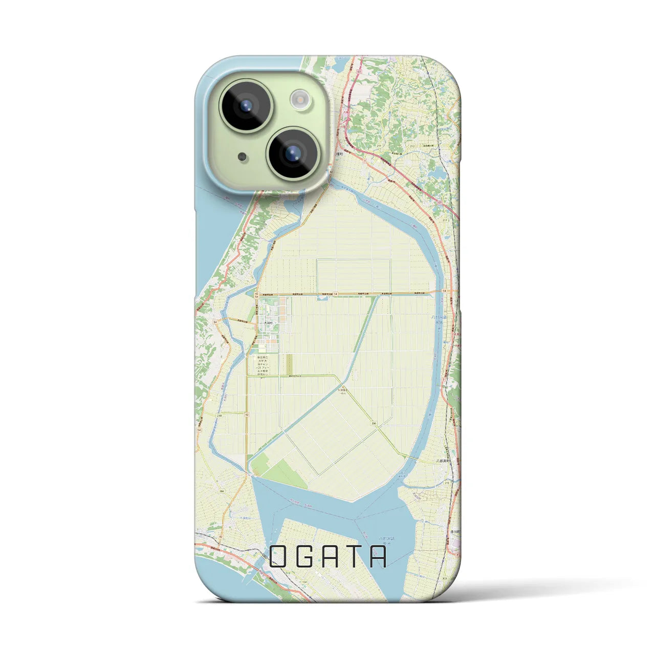【大潟(秋田県)】地図柄iPhoneケース(バックカバータイプ)