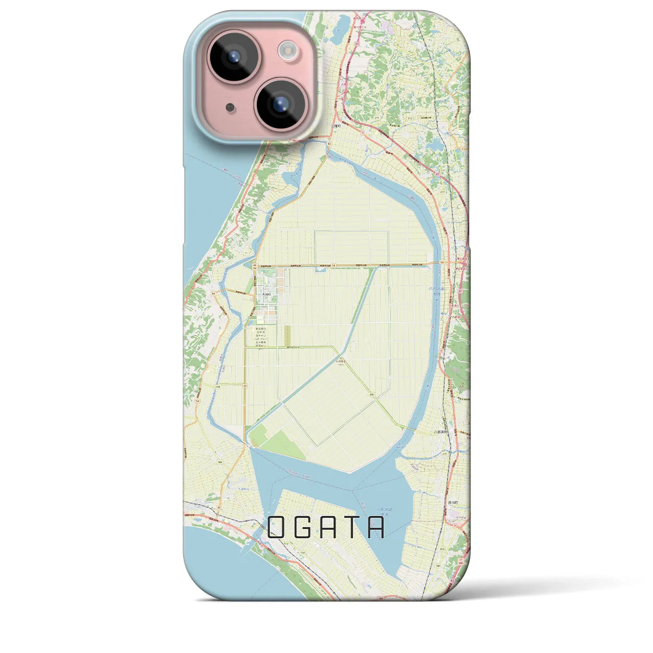 【大潟(秋田県)】地図柄iPhoneケース(バックカバータイプ)