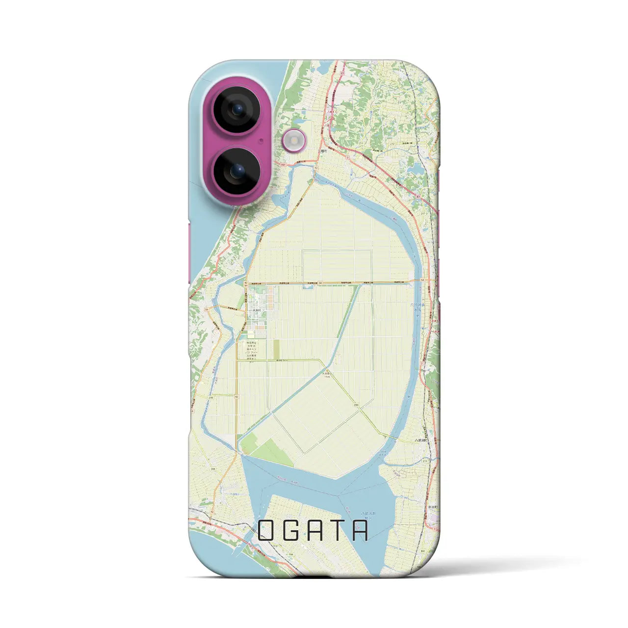 【大潟(秋田県)】地図柄iPhoneケース(バックカバータイプ)