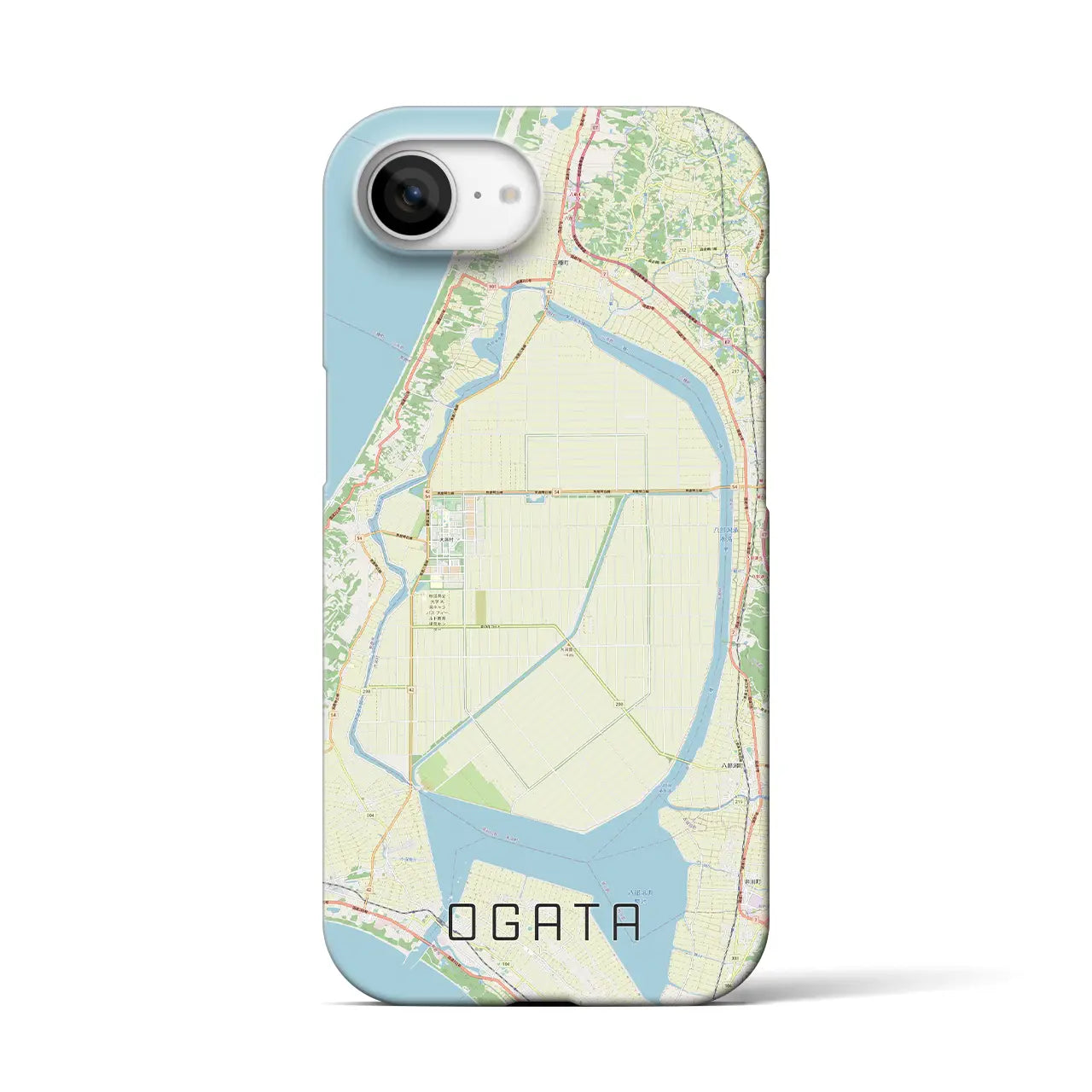 【大潟(秋田県)】地図柄iPhoneケース(バックカバータイプ)