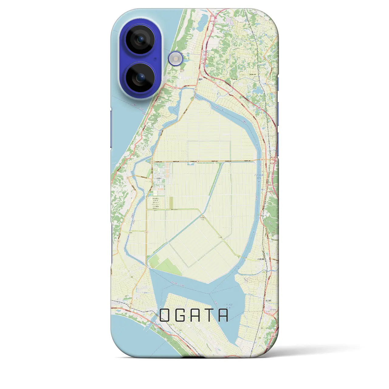 【大潟(秋田県)】地図柄iPhoneケース(バックカバータイプ)ナチュラル・iPhone 16 Pro Max 用