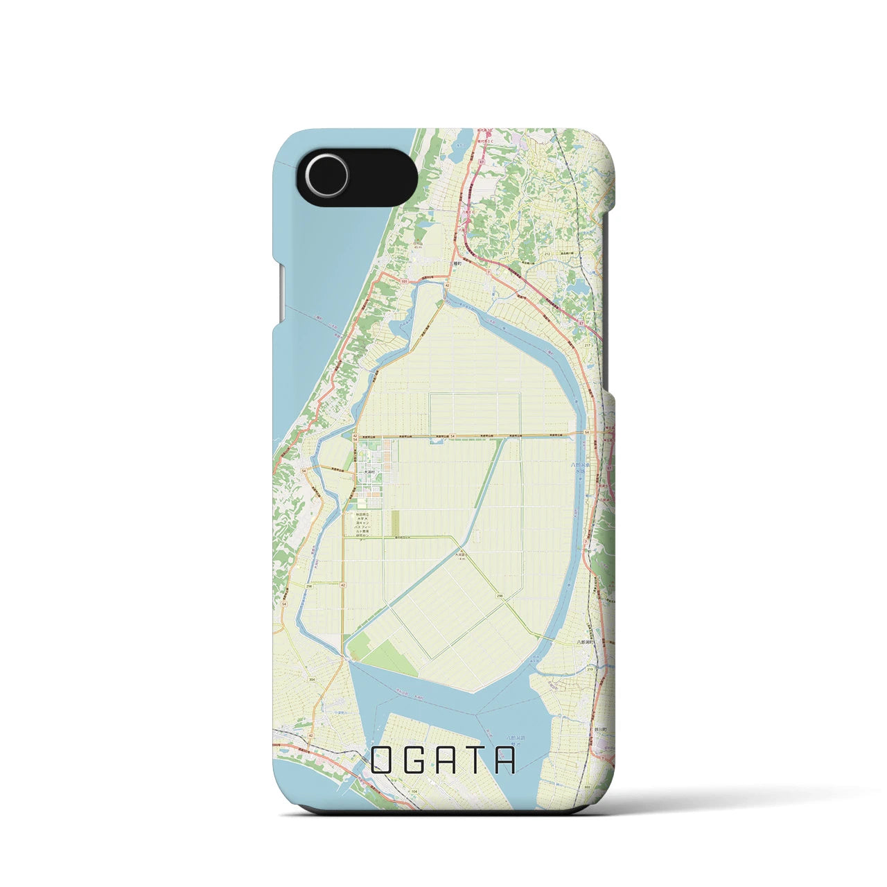 【大潟(秋田県)】地図柄iPhoneケース(バックカバータイプ)