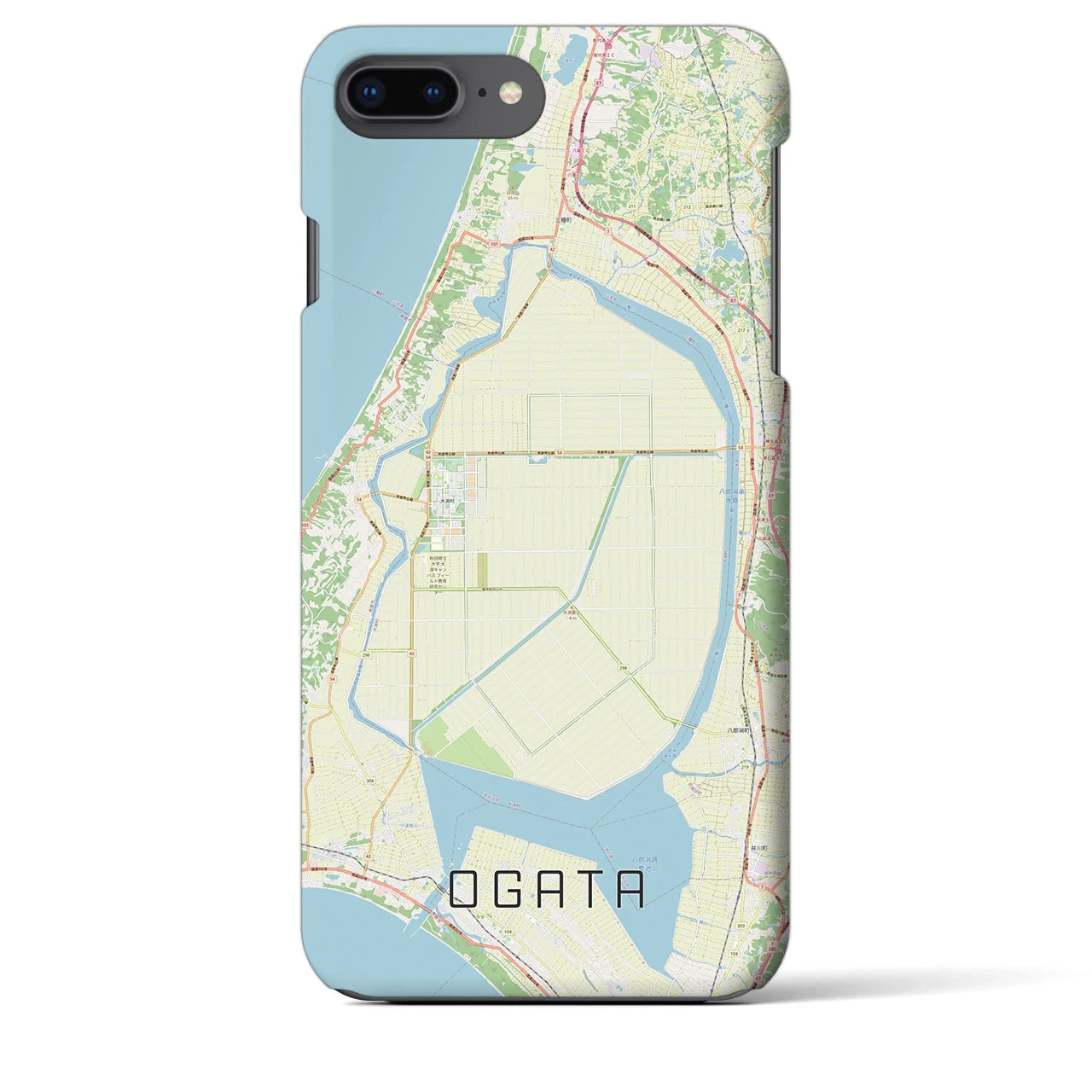 【大潟(秋田県)】地図柄iPhoneケース(バックカバータイプ)