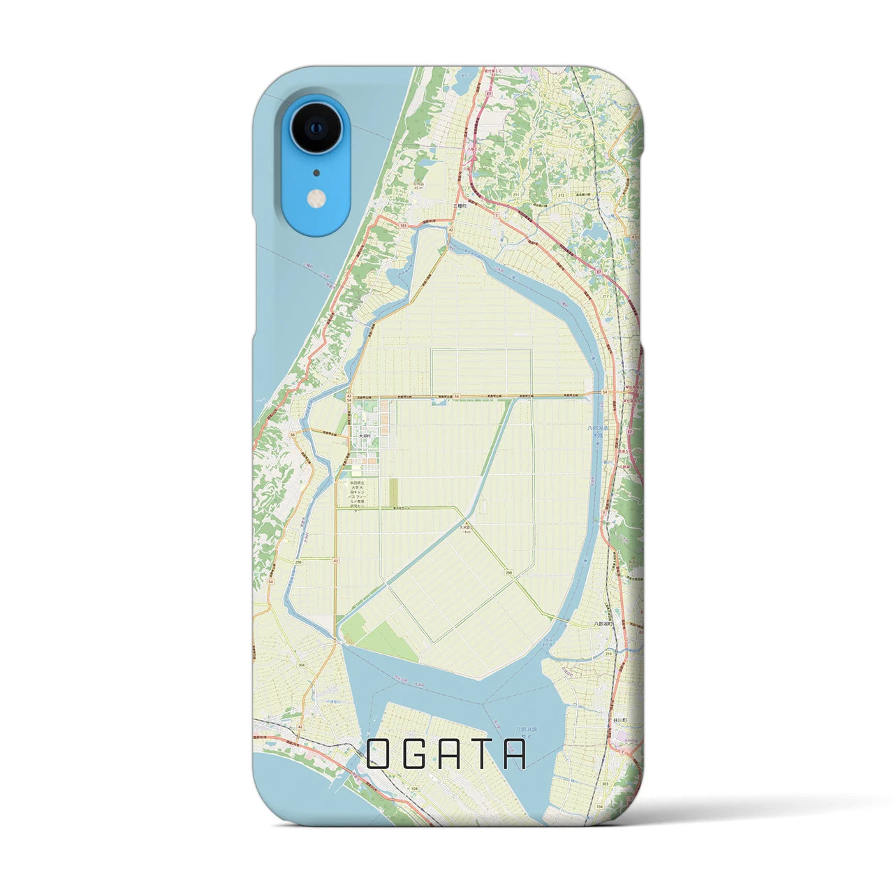 【大潟(秋田県)】地図柄iPhoneケース(バックカバータイプ)