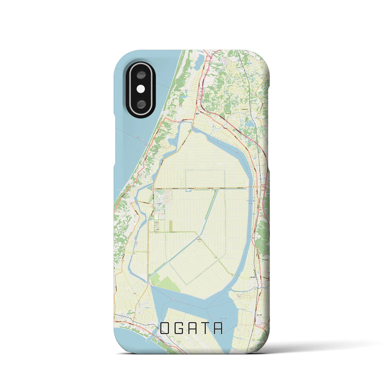 【大潟(秋田県)】地図柄iPhoneケース(バックカバータイプ)