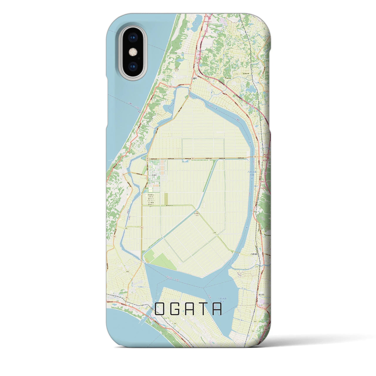 【大潟(秋田県)】地図柄iPhoneケース(バックカバータイプ)