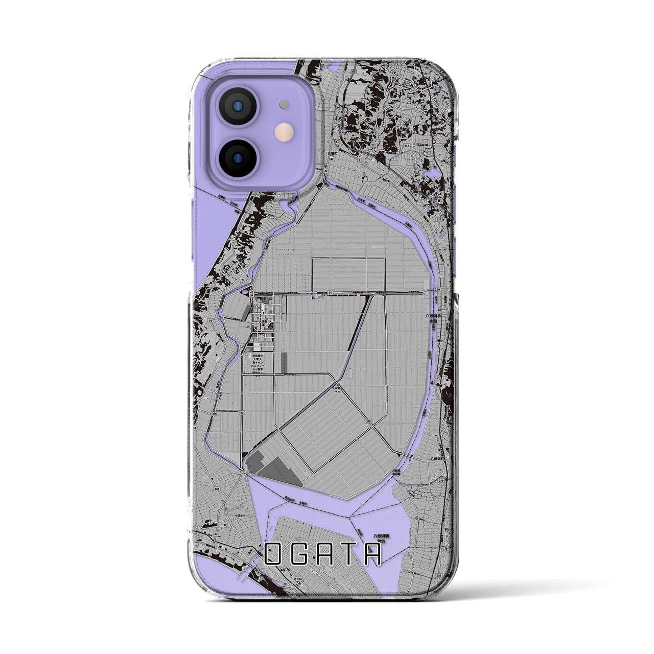 【大潟(秋田県)】地図柄iPhoneケース(クリアタイプ)